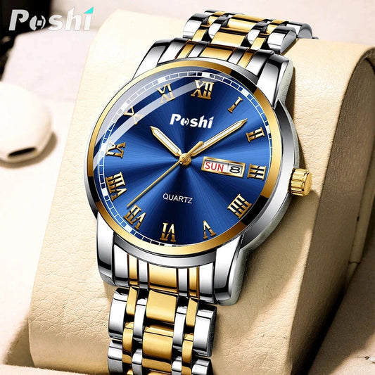 Poshi Stainless Steel Luxury Quartz Wrist Watch